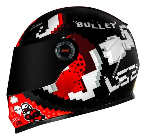 Capacete Fechado Ls2 Ff358 Classic Bullet Preto Vermelho