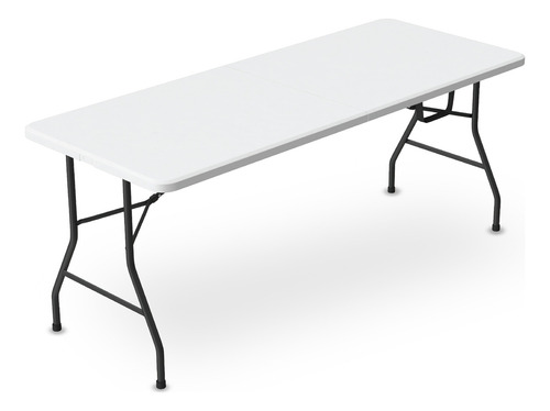 Mesa plegable de exterior tipo portafolio 180cm Cuory de plástico/acero color blanco