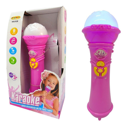 Microfono Infantil Karaoke Efectos Sonidos Luz Nena + Envio