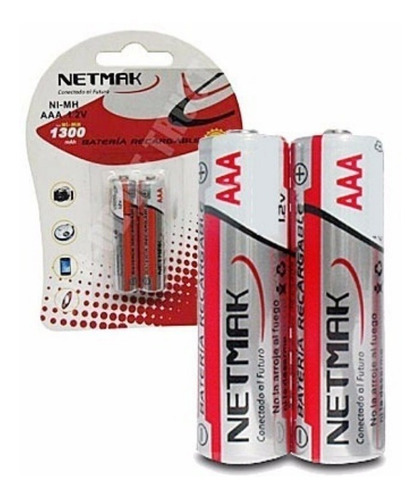 Pilas X2 Recargables Netmak Aaa 1300mah Blister Ni-metal