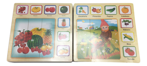 Puzzle De Madera, 16 Piezas, Futas Y Verduras