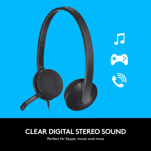 Auriculares Usb H340 De Logitech, Estéreo, Para Windows/mac,