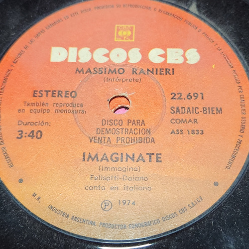 Simple Massimo Ranieri Discos Cbs C7