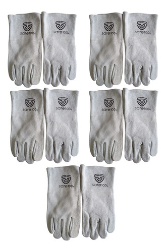 Guante Largo Para Soldador Safe 100 Gris ( 5 Pares)