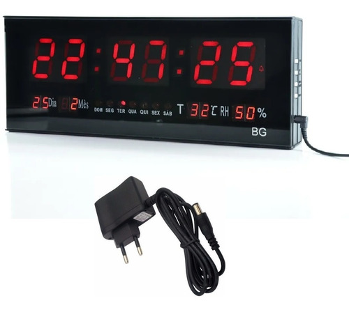 Relógio De Mesa Led Digital Termômetro Despertador Dia Mês