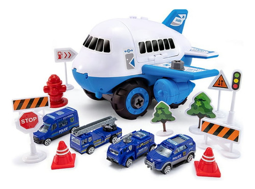 Set Infantil Para Armar Avión Tipo Taller Con Carritos