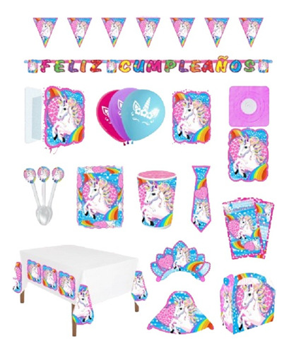 Kit Decoración Piñata Unicornio Fiesta Infantil Globos