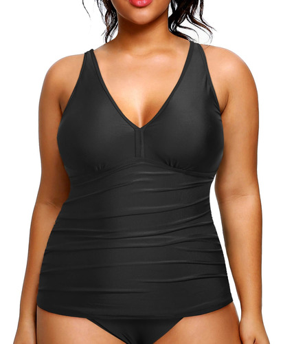 Top Tankini Talla Para Mujer Control Abdomen Cuello