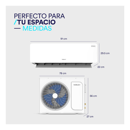 Minisplit 1.5 toneladas Aire Acondicionado Inverter Noblex Nxin50h21amx Frío Calor 18000 Btu 230v
