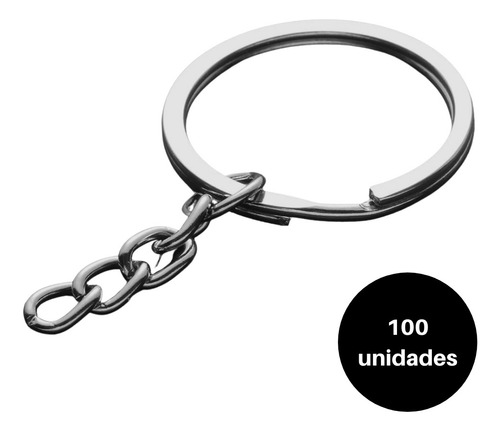 Imagen 2 de 5 de 100 Argollas Para Llavero 30mm Con Cadena + Argolla Unión
