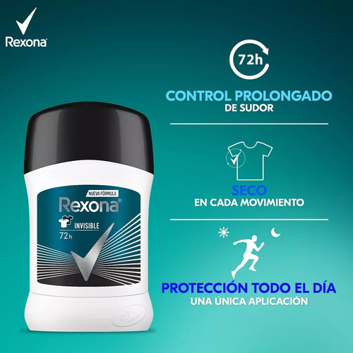 Pack X3 Desodorante Rexona Barra Men 50gr Invisible 72h