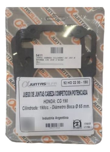 Junta Cabeza Cilindro Cg 150 Reforma 190 Moto Avenida