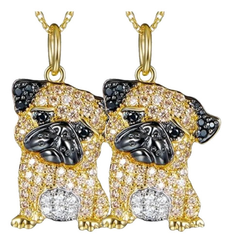 Cadena Y Dijes Elegantes, Mxnog-002, 2pzas, Coy Pug, Dorado,