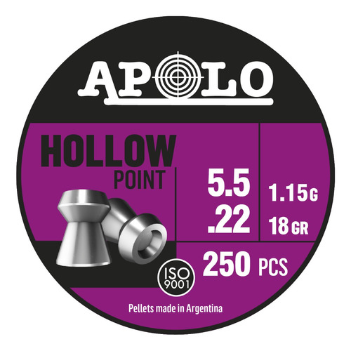 Balines Apolo Hollow Point 5,5 X1000 Caza Pluma - Apolo Shop