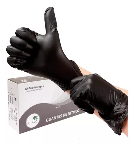 guantes de nitrilo desechables negros t-l paq.100 unidad para