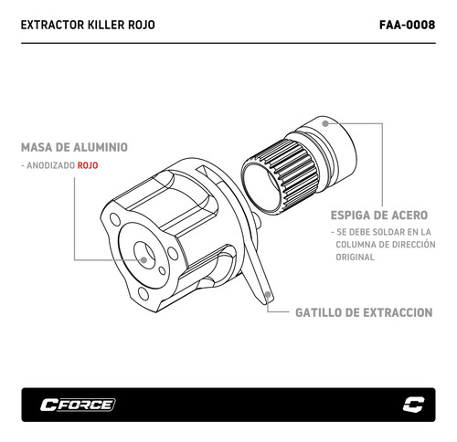 Imagen 4 de 6 de Extractor De Volante Collino Killer Rojo Sacavolante Full