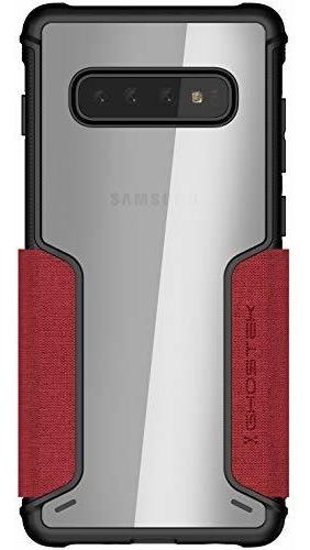 Funda Para Galaxy S10 Plus Soporte De Tarjetas Color Rojo