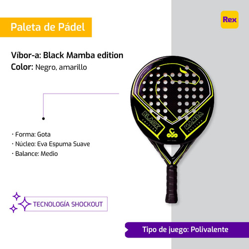 Paleta Padel Pala Vibora Black Mamba Edition Soft Core