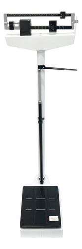 Báscula Con Estadimetro Soporta 200kg, Tallímetro 1.9 M Color Blanco
