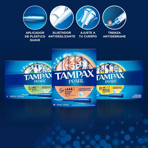 Pack 4 Cajas Tampones De 18 Uds Super Plus Tampax Pearl
