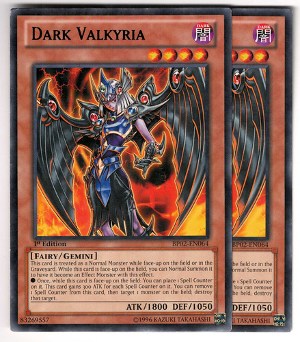 Yugioh 2x Dark Valkyria Rare 1st Bp02-en064