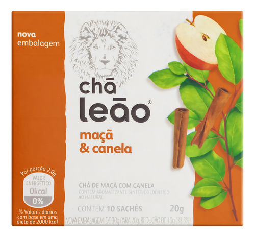 Chá Leão maçã & canela em sachê 20 g 10 u