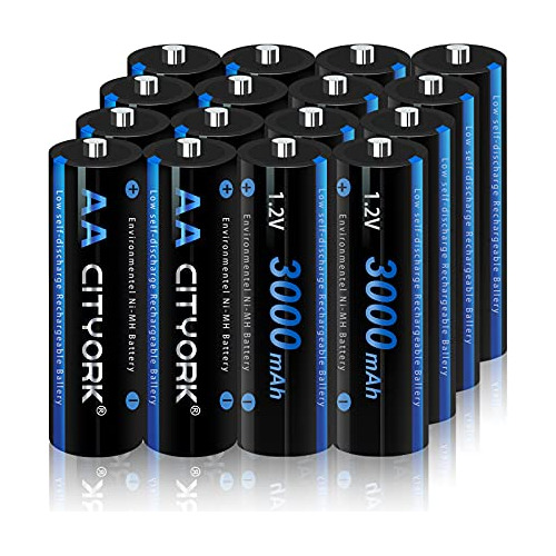 Cityork 16 Pack 1.2v Nimh Aa 3000mah Rechargeable Batte...