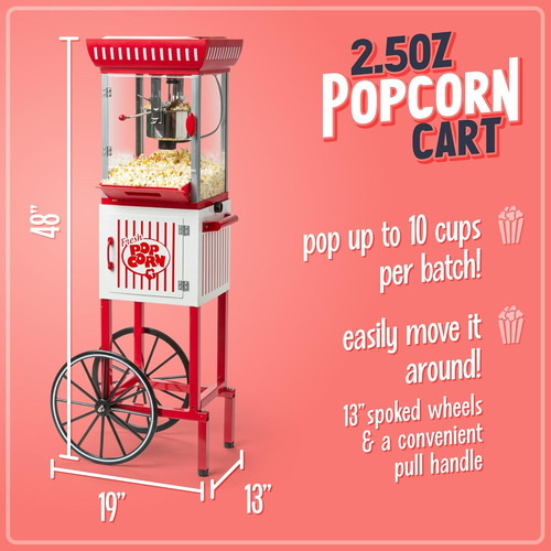 Nostalgia Máquina Para Hacer Palomitas De Maíz Carrito Rojo
