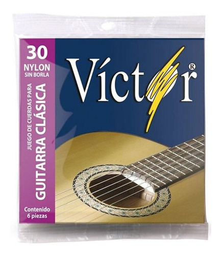 Victor Vcgs-30 Cuerdas Guitarra Clasica Nylon Sin Borla