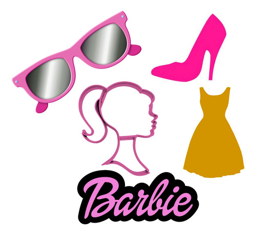 Cortadores Kit Barbie Para Galletas O Fondant 5pz De 8cm