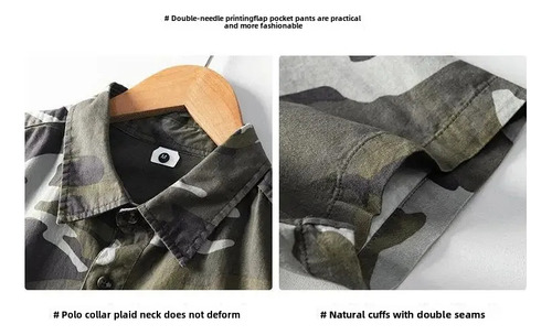 Camisa Casual De Manga Corta De Camuflaje Para Hombre