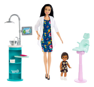 Barbie Dentista Muñeca Y Playset, Morena, Con Pequeño Pac.