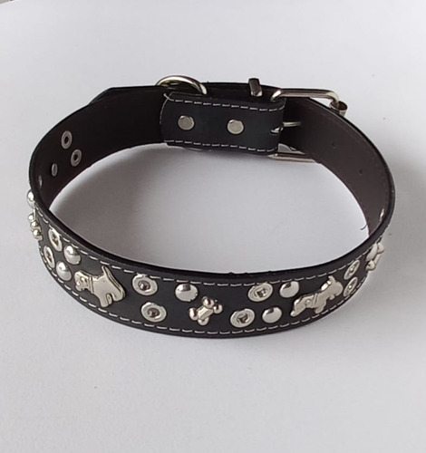 Collar Cuerina 3 Perritos De Metal Grande Para Perros