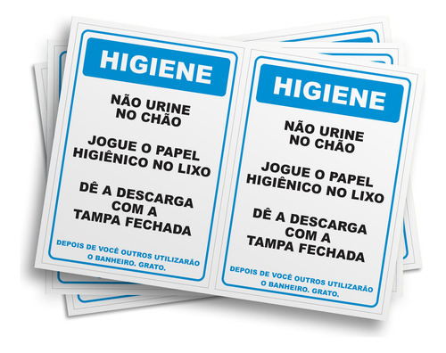 Kit 2 Adesivos De Sinalização Higiene Banheiro 14cmx20cm