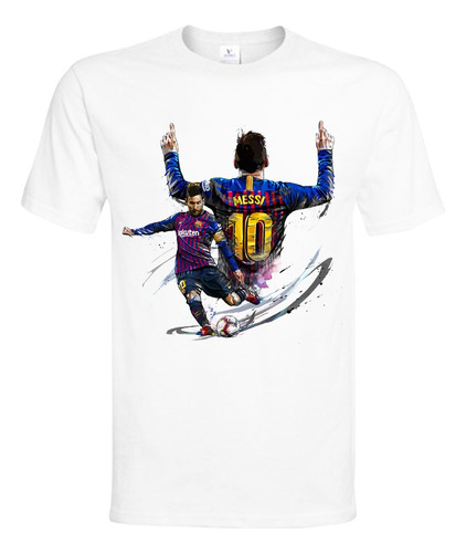 Polera Blanca Messi X Fc Barca