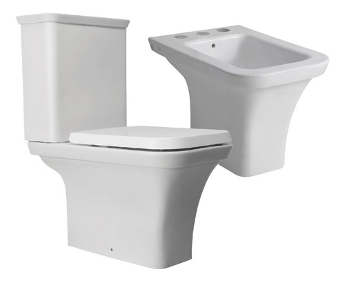 Combo Inodoro Largo Deposito Bidet Ferrum Milena Cs7086 *