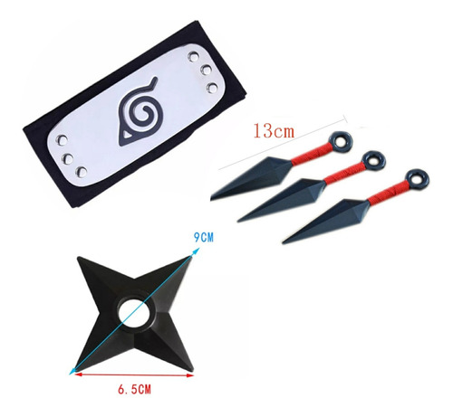 Set Anime Bandana Kunai Y Shuriken Naruto 