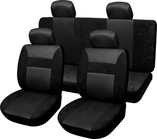 Funda Cubre Asiento Pana Tela Auto Universal Completa Negro