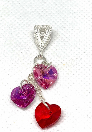 Dije Trío Corazon Cristal Swarovski Portadije Especial Pl 