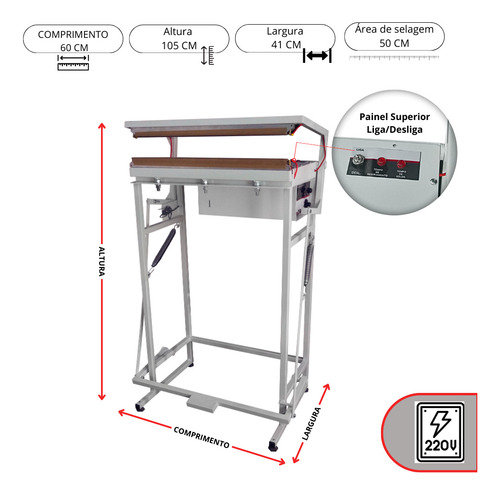 Seladora para Tnt Pedal 50 Cm Isamaq Seladora IP500TNT 220v