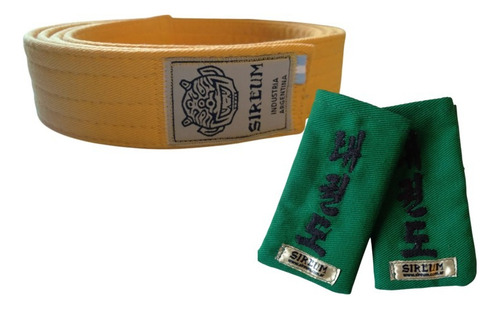 Cinturón De Taekwondo Infantil (+puntas De Regalo) Sireum Amarillo C/ Puntas Verdes 180 Cm
