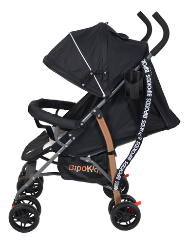 Coche Paragüita Reforzado Bebe Paseo Carrito Bipokids Negro Gris