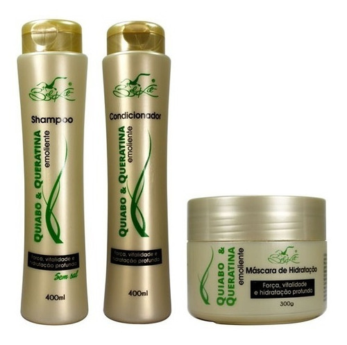 Kit Quiabo E Queratina Belkit Shampoo + Cond + Máscara