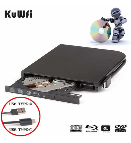 Kuwfi Reproductor Dvd Externo Blu Ray 3d 4k Superdrive