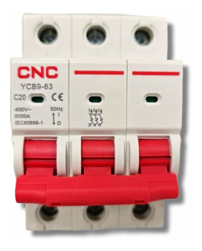 Imagen 1 de 2 de Interruptor Automático 3x20a Curva C 6ka Cnc