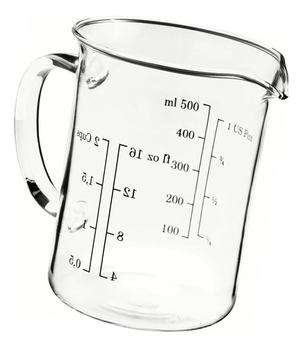 Vaso Medidor Vidrio Jarra Medidora Vidrio Taza Medidor 500ml