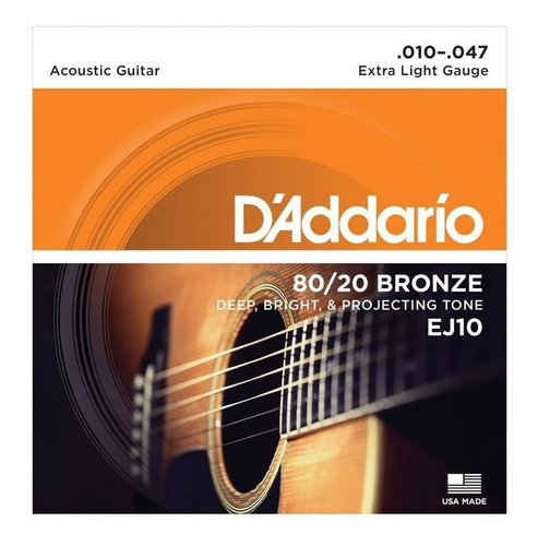 Encordado Guitarra Acustica Daddario Ej10 Open Music Tm
