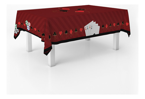 Toalha De Mesa Felpuda Retangular Listrada Poker Truco