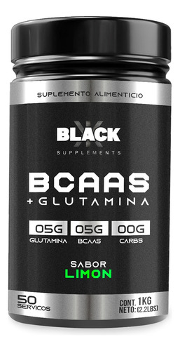 Black Supplements Aminoácidos Bcaas + Glutamina 1kg Limón