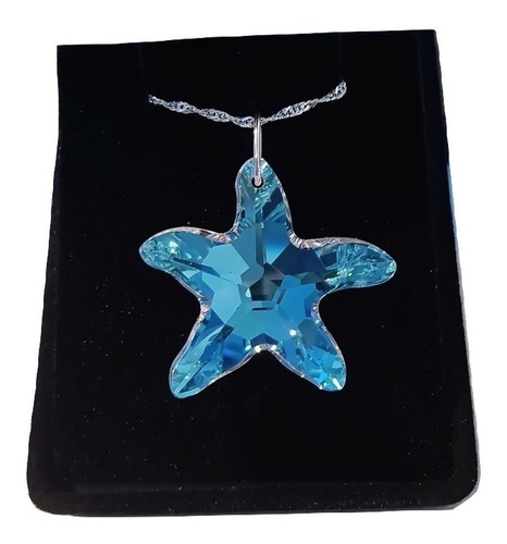 Colar Cristal Swarovski Estrela Do Mar Blue Boreal